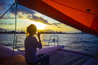 SUNSET ON A YACHT